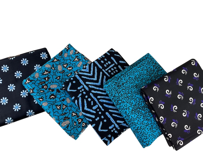 African Print Fat Quarters Set of 5: Vibrant Cotton Fabrics for Quilting and Crafts