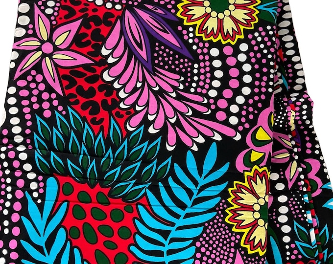 African Fabric/African Print Fabric/Ankara-Blue Pink Color/African Clothing/Gift For Her/African Fabric By The Yard/Wax/CK450