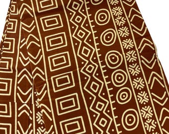 Red Ankara Fabric: 6 Yards African Print Cotton with Headwrap/MK720