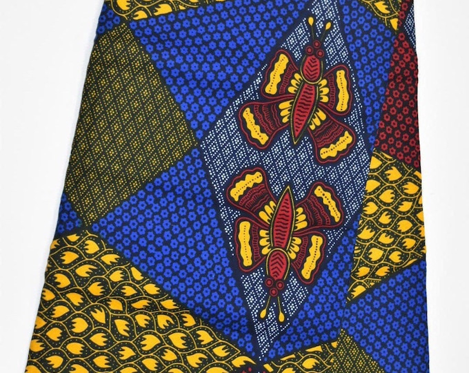 Butterfly Ankara Fabric, 6 Yards with Headwrap
