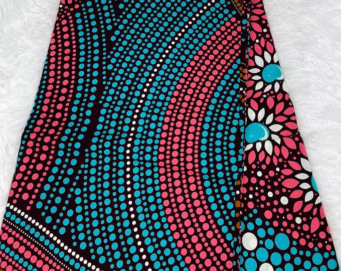 Teak and Pink African Print Fabric, 6 Yards with Headwrap