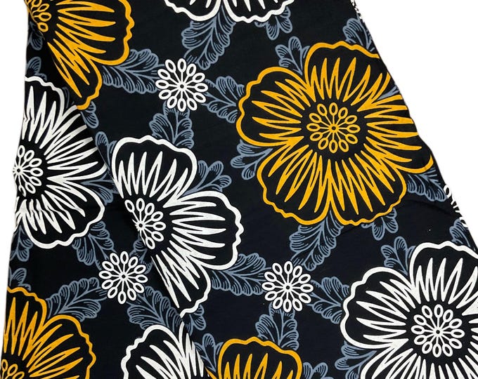 African Fabric/African Print Fabric/Ankara-Black White Yel Color/ African fabric per yard/ African fabric for crafts/ African Dress/MK151/Af