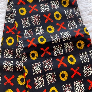 African Fabric/African Print/Ankara -Black Red Yellow Print/African Crafts/Fabrics/Gift For Her/By The Yard/Danshiki Fabric/MK602