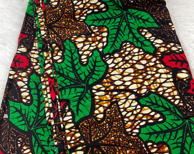 African Print Fabric: 6 Yards Cotton Ankara with Headwrap