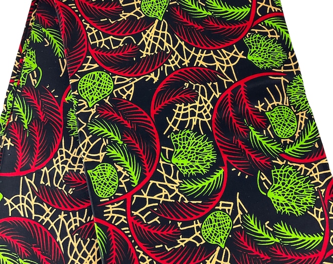 Red Green African Print Fabric/Ankara 6 Yards/Wax Print/By The Yard/MK908F