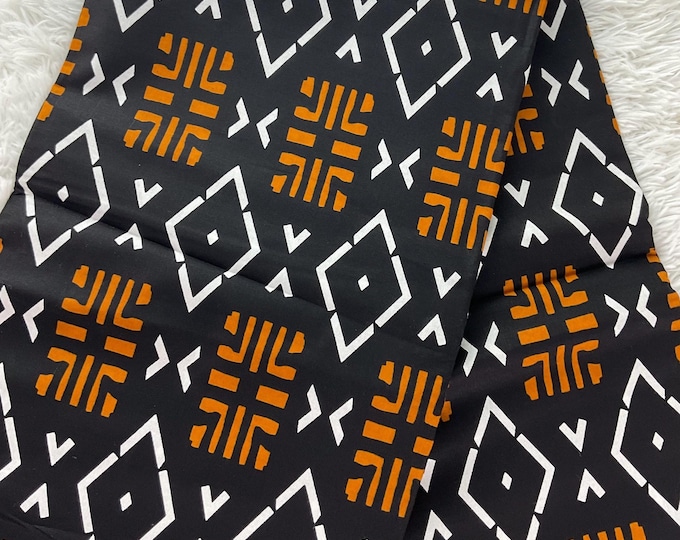 African Fabric/ African Print/African Wax/Ankara-Black Brown White Color/Gift For Her/Fabric/DT0z/Tribal Print/Native/Kente/Boho/By The Yard