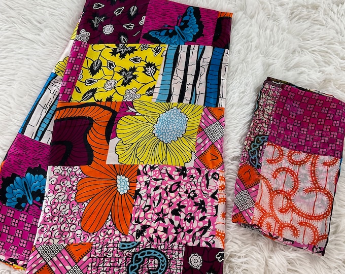 Mix and matched African Fabric SILK AND CHIFFON /Ankara fabric/ African fabric by the yard/ Wax prints/ African fabric for apparel/MK431n
