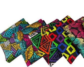 Juego de 5 retales de tela con estampado africano/Ankara/telas de algodón para acolchado/telas con estampado africano/MK43kt