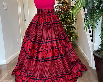 Black Red African Print Skirt/Ankara Skirt/African Clothing For Women/Gift For Her