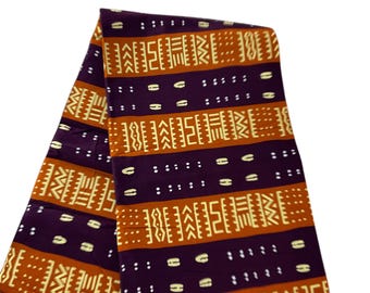 Purple Beige Brown African Print Fabric,Ankara 6 Yards,By The Yard ,Tribal Print,DK05
