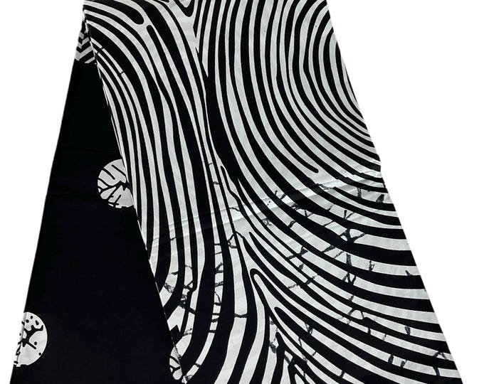 Black White African Print Fabric/Ankara 6 Yards/By The Yard/Cotton Fabric For Quilting/MK720