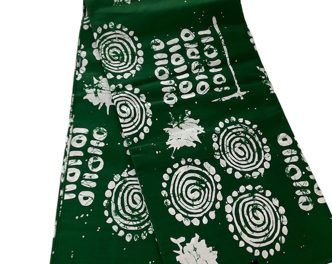 Green White African Print Fabric/Ankara Print By The Yard/Cotton Fabric/Tribal/MK458/