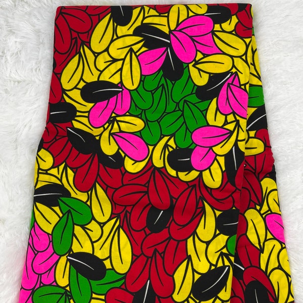 Tessuto africano/Stampe africane/Tessuto Ankara/Cera africana/Olandese/Tessuto africano nero e rosso/Tessuto africano 6 iarde/FG40