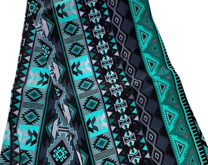 African Print Fabric/Ankara 6 Yards/Fabric Per Yard/Cotton Fabric Teal Black Colors/MK108