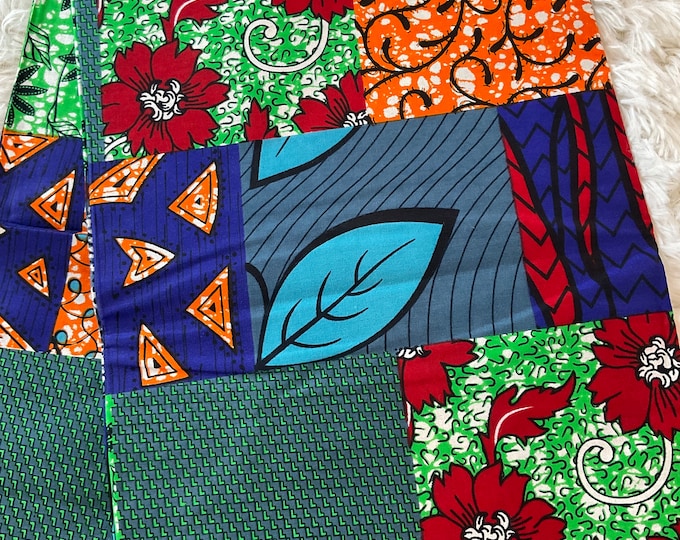 Blue Green Red African Print Fabric/Ankara By The Yard/ Wax Print 6 Yards/Cotton/MK169