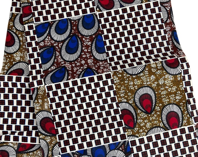 Royal Blue & White Ankara Fabric: African Cotton Print with Headwrap