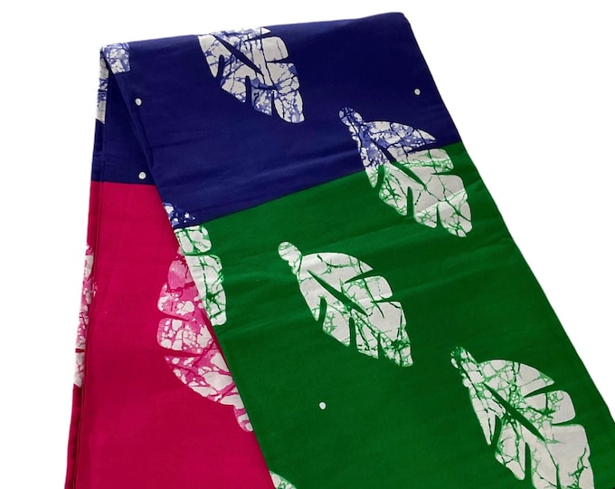 Green Blue Pink African Print Fabric/Ankara -Yard OR WHOLESALE/Fabric Bundle/Cotton Prints For Quilting/
