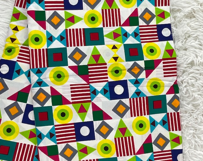 African Fabric/African prints/ Ankara-white fabric/ African wax/Kente fabric/African fabric per yard/ African fabric for/MK435