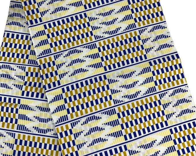 White Gold Blue Ankara African Fabric/African print by the yard /6 yards/FG88ht
