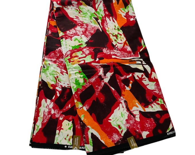African Fabric 6 Yards/Ankara fabric/ Ankara fabric by the yard/African wax/Hollandais/Red African Fabric/MK803