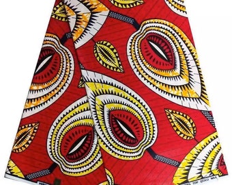 African Fabric/African prints/ Ankara fabric/ African wax/Hollandais/MK1000/Red African textiles for crafts/Quilting fabrics/