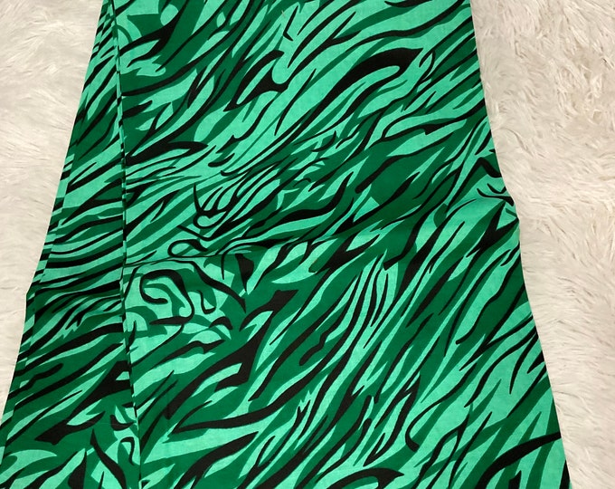 Green & Black Ankara Fabric: African Print Cotton, 6 Yards with Headwrap