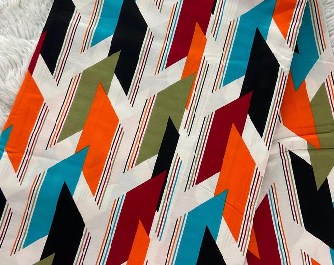 African Fabric/ African Print Fabric/African Wax Fabric/Ankara-Blue Burgundy Orange Fabric/Gift For Her/Fabric/DT02