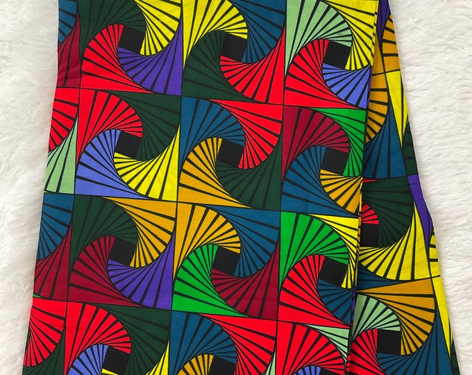 African Fabric/African Print Fabric/ Ankara -Red Yellow Design/African Wax Fabric/MK760/African Clothing/African Fabric 6 Yards/Fabric