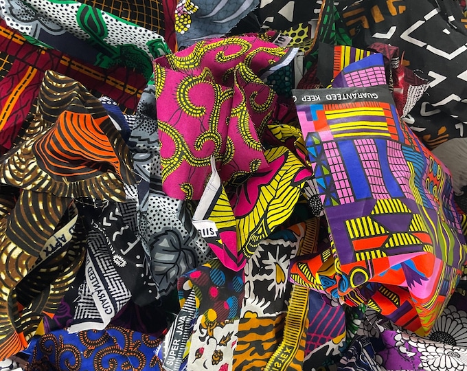 African Fabric Scraps Bundle | Assorted Ankara Wax Print Cotton Remnants for Quilting, Sewing Crafts/1/2 Pounds/Value Pack