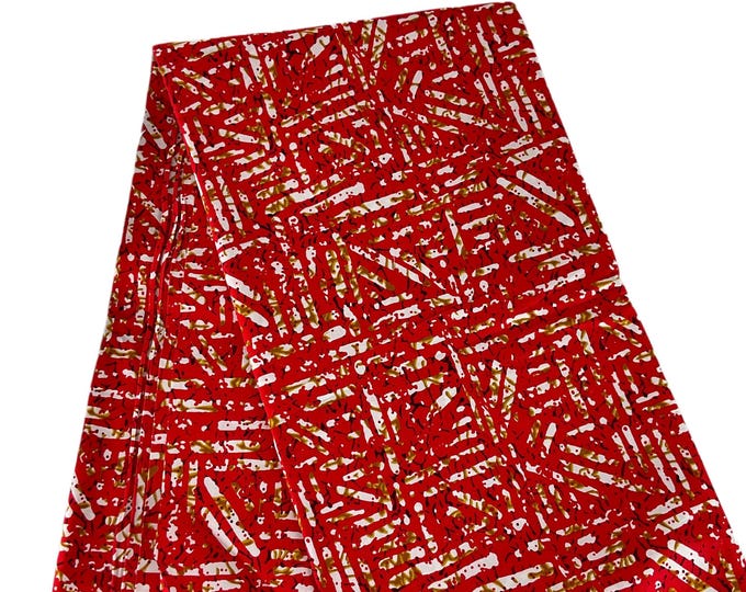 Red White African Print Fabric/Ankara 6 yARDS/By The Yard/Tribal Print/Native/ MK414