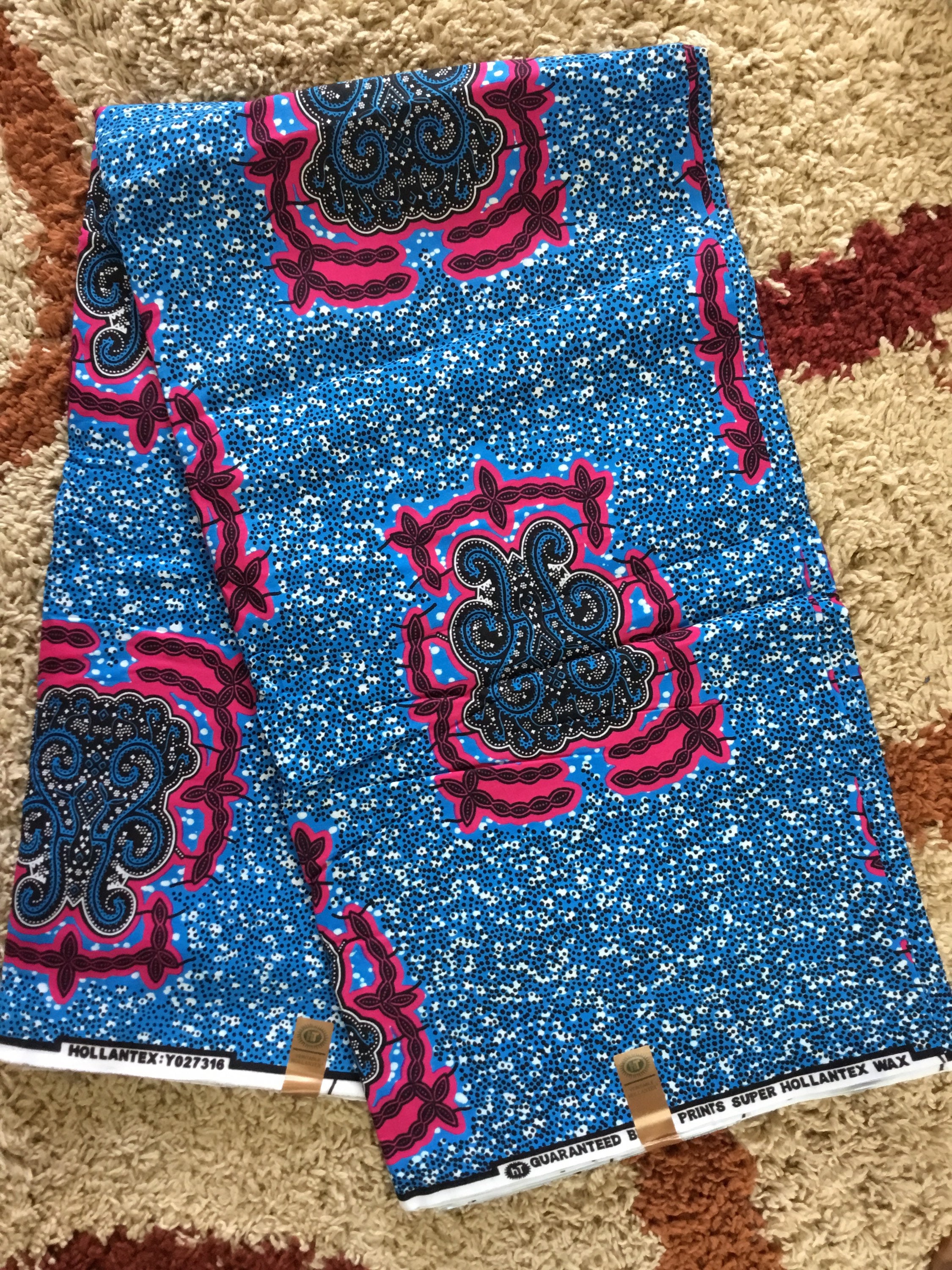 Blue and pink African Fabric/African prints/ Ankara Etsy