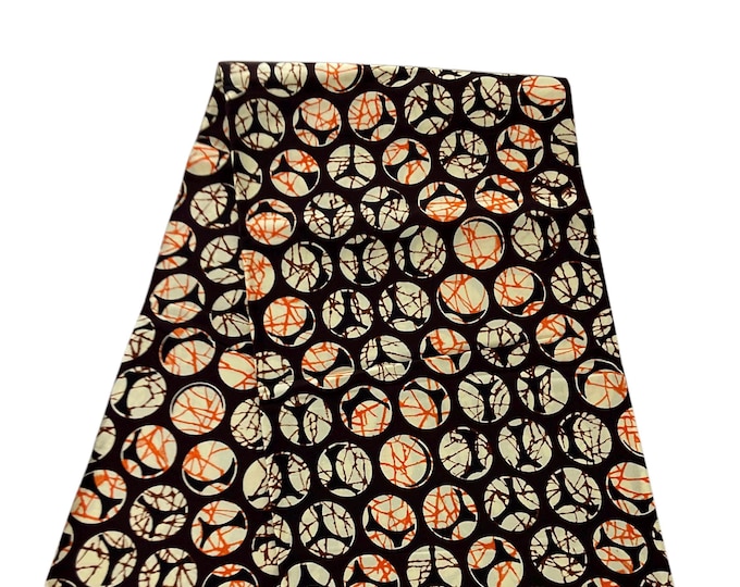 100% Cotton African Print Fabric – Brown Cream Circles Ankara By Yard