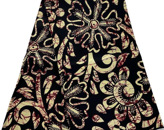 Black Cream African Print Fabric, Wax Print, Ankara Fabric By The Yard/Cotton Print/MK760H