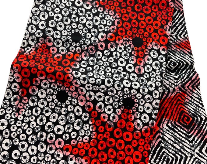 African Fabric/By The Yard/Ankara-White Black Red Color Fabric/Ankara 6 Yards/Native/Tribal Print/African Wax Print/African Clothing/MK707