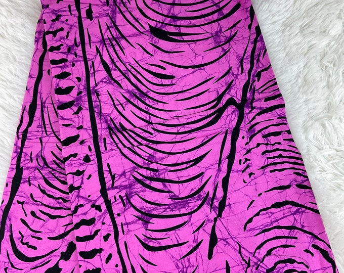 Pink & Black Ankara Fabric, African Wax Print with Headwrap (6 Yards)
