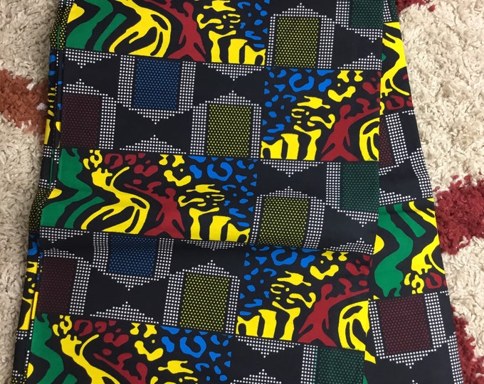 Black, yellow and red African Fabric/African prints/ Ankara fabric/ African fabric per yard/ African fabric for crafts/ African fabri/DK15/D
