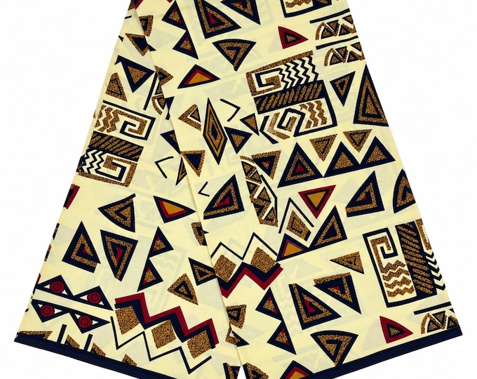 African fabric /African Wax Print/Ankara-Brown Cream Color/Yard or WHOLESALE/MK411A/Wax Tissu/Adire/Samakaka/Kente/Mudcloths