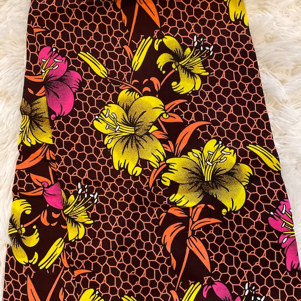 Tessuto africano/Stampe africane/Tessuto Ankara/Tessuto africano tagliato su misura/Tessuto africano per artigianato/Tessuto africano/DK27/Tessuto marrone