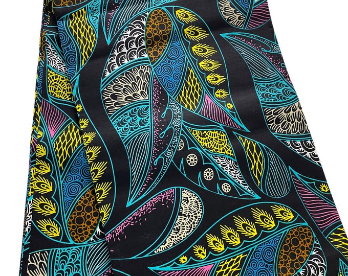 African Fabric/African Print/Ankara-Black and Green Color/By The yard/ Ankara/ African Dress Fabric /MK151/Mudcloths/Kitenge/Tribal Print