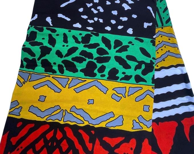 African Fabric/African Print Fabric/ Ankara-Green Black Red Design/Crafts Fabric/MK458/Decor/Tribal/Native Fabric/Danshiki Fabric