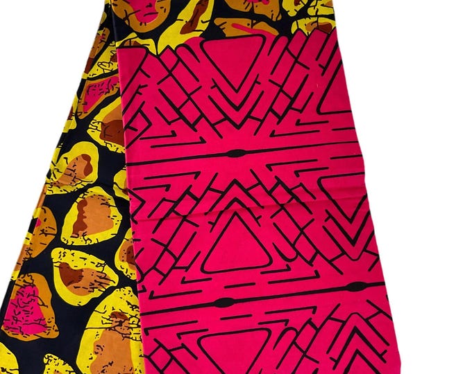 Pink Yellow Brown African Print Fabric/Ankara Fabric 6 Yards/Fabric Per Yard/Cotton Print For Quilting/FG56e