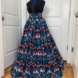 African Skirt/Ankara Skirt/Peach and blue Skirt/African Clothing/Maxi Skirt/Plus Size Dress/Long Skirt/Boho /Hippie Skirt/Ankara Dress/