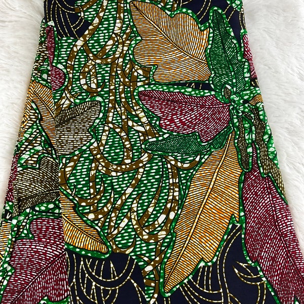 Green and gold African Fabric/African print/African fabric by the yard /Hollandais/ African fabric/ African fabric 6 yards/FG86