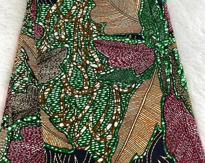 Green and gold African Fabric/African print/African fabric by the yard /Hollandais/ African fabric/ African fabric 6 yards/FG86