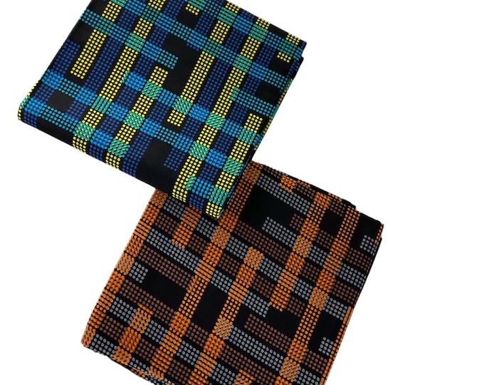 Blue Brown Gold African Print Fabrics/Ankara 6 Yards/By The Yard/Cotton Prints For Quilting/FG23/
