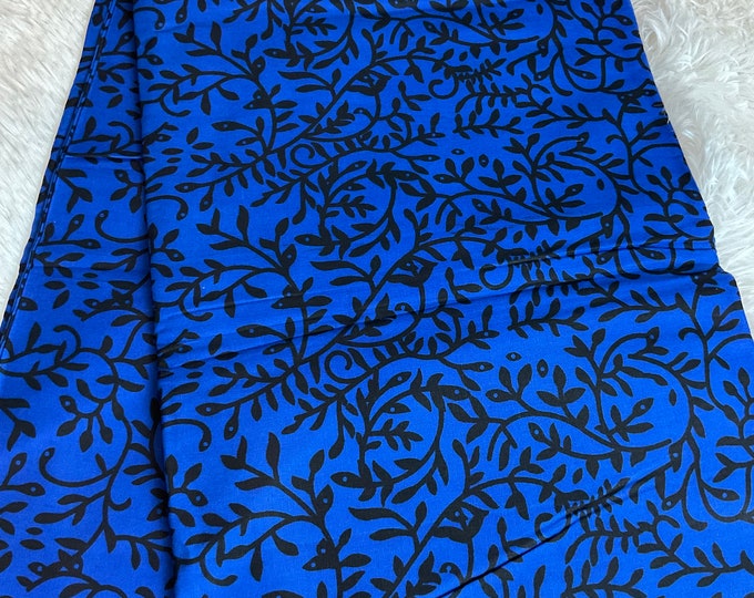 African Fabric/Ankara-Black and Blue Fabric/Ankara Fabric By The Yard/Block Print Fabric/Danshiki/Kitenge/Mudcloths/MK411v