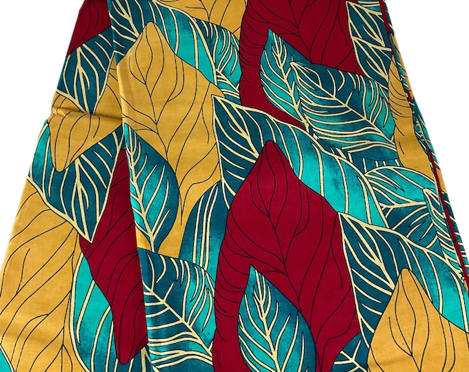 Wine Green Yellow African Print Fabric/Ankara 6 Yards/By The Yard/African Wax Print/Gift for Her/DT02