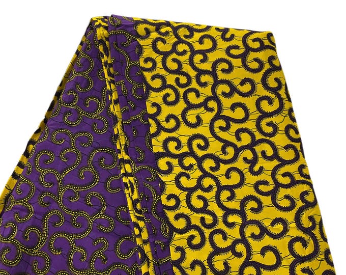 Purple Yellow African Print Fabric/Ankara 6 Yards/Cotton Print By The Yard/MK184