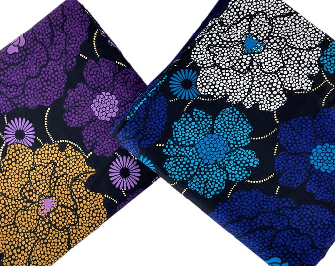 Purple Blue African Print Fabric/Ankara 6 Yards/By The Yard Cotton For Quilting/MK760/