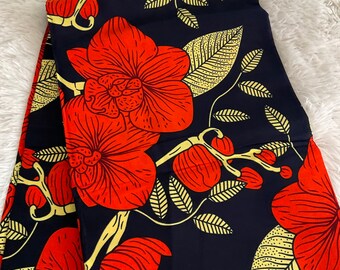 African fabric/Ankara-Red and Navyblue Fabric/Printed Fabric/Fabric Bundles/African Crafts/ African Clothing/Gift For Her/African/Mk99